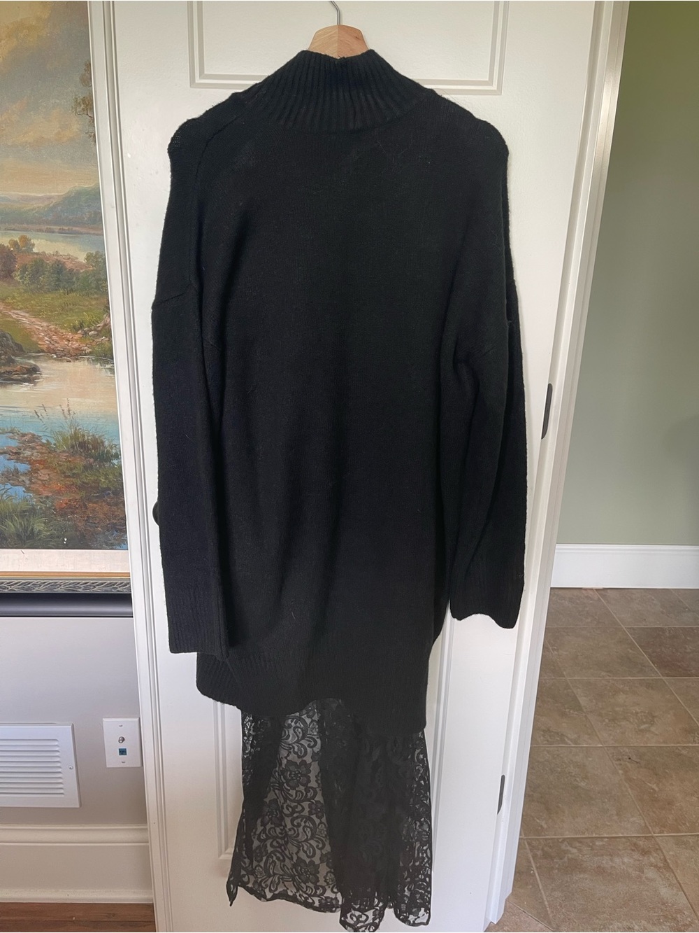 By Anthropologie Sweater Lace Twofer Midi Dress - Picture 6 of 7